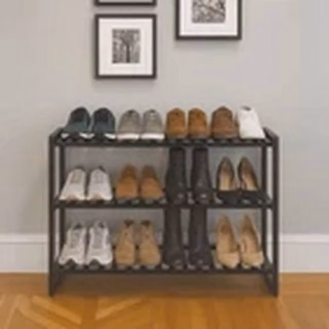 Havendro Black 3-Tier Bamboo Shoe Rack, W/D/H: 70 x 55 x 26 cm