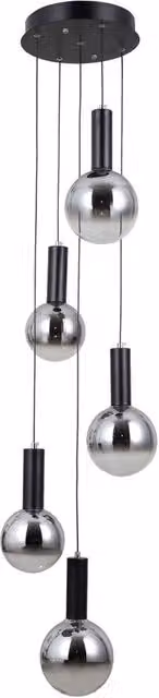 Netlighting Strela Cluster Pendant Ceiling Light in Matt Black with 5x LED Warm White Spheres
