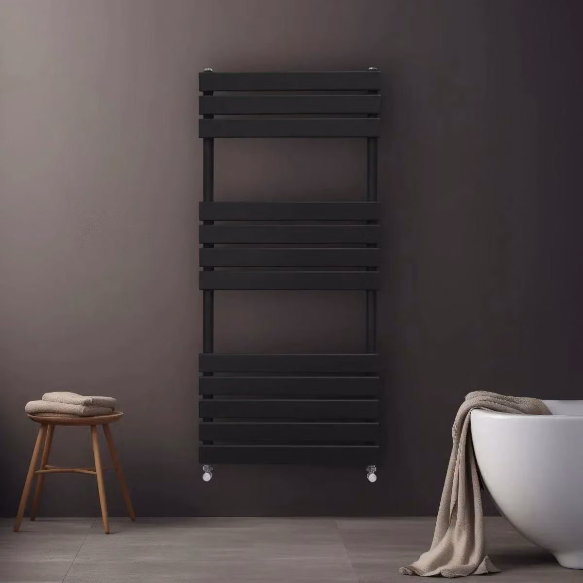 Monstershop Flat Panel Steel Towel Radiator, Black, W: 50 cm, H: 120 cm – 6