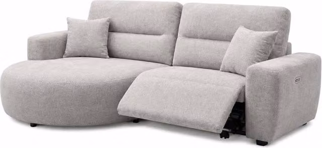 Furnishings For Less UK Denton Grey Left Hand Electric Recliner Chaise Sofa in Chenille Fabric – 1