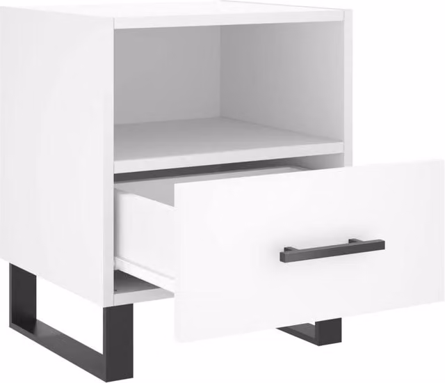 Berkfield Home Modern Bedside Cabinet in White, W/D/H: 40 x 35 x 47.5 cm – 1