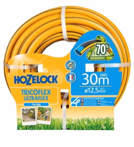 Hozelock Ultraflex Yellow PVC Garden Hose, 30m, 1/2 inch