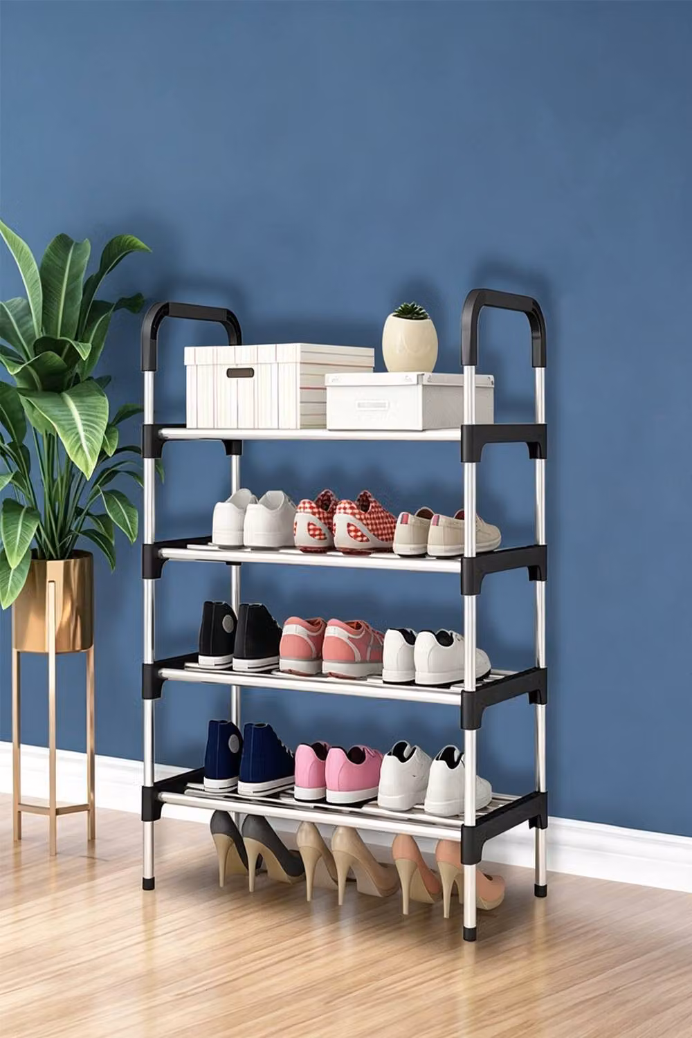 ExtraStar Stackable Metal Shoe Rack Organizer in Silver – 3