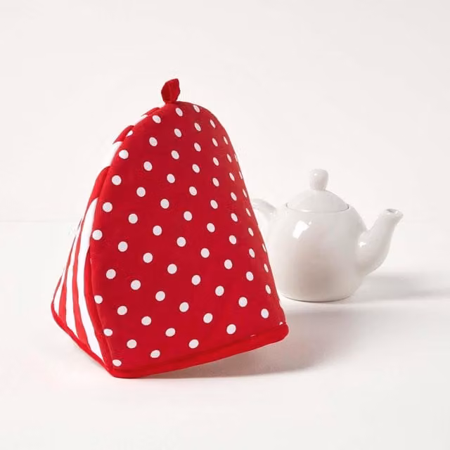 Homescapes Red Polka Dot Double Design Tea Cosy Teapot Warmer