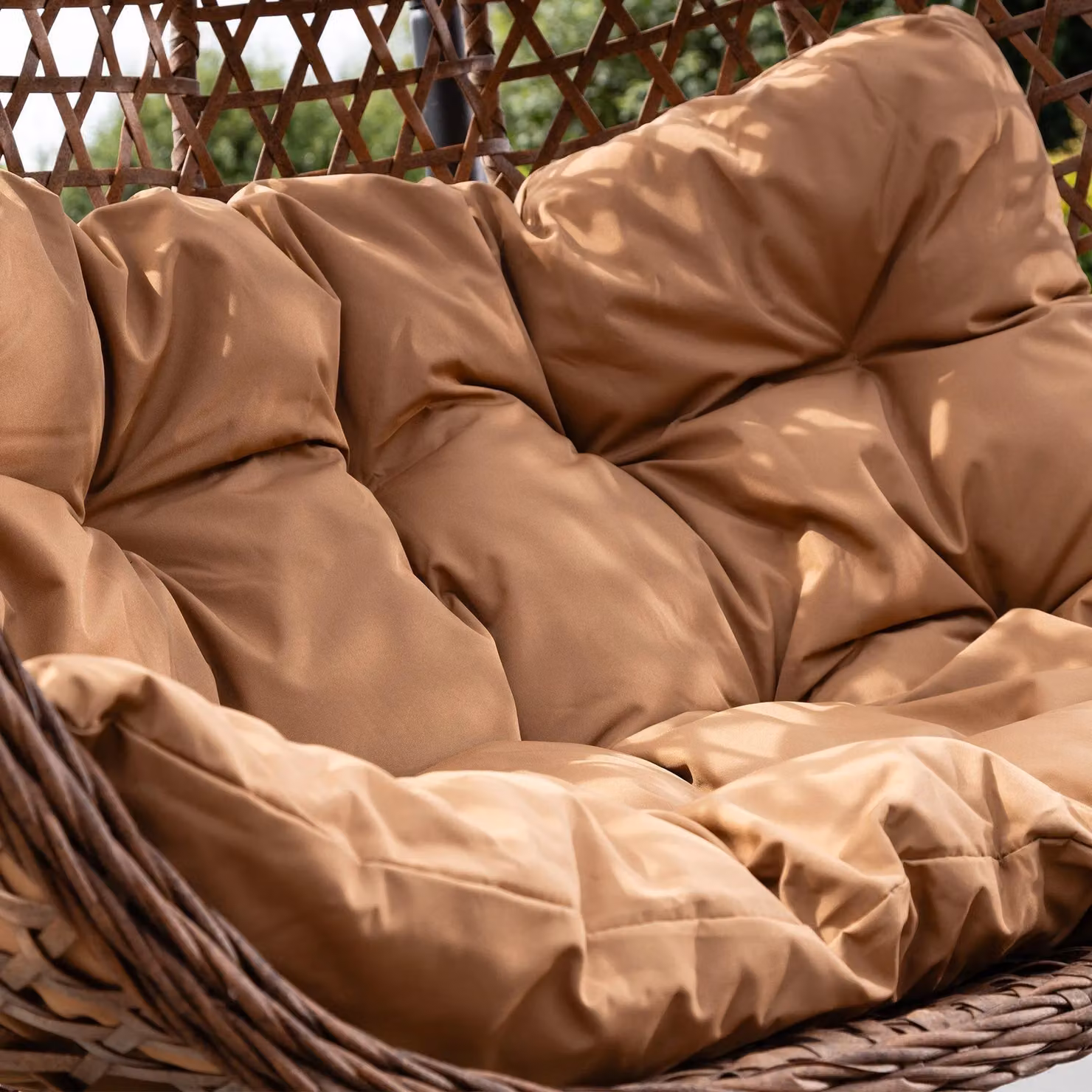 Artemis Home Beauchamp Brown Polyrattan Double Swinging Garden Seat with Cushions – 3