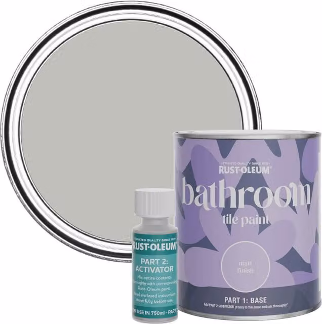 Rust-Oleum Matt Finish Bathroom Tile Paint in Flint Grey, 0.75 l