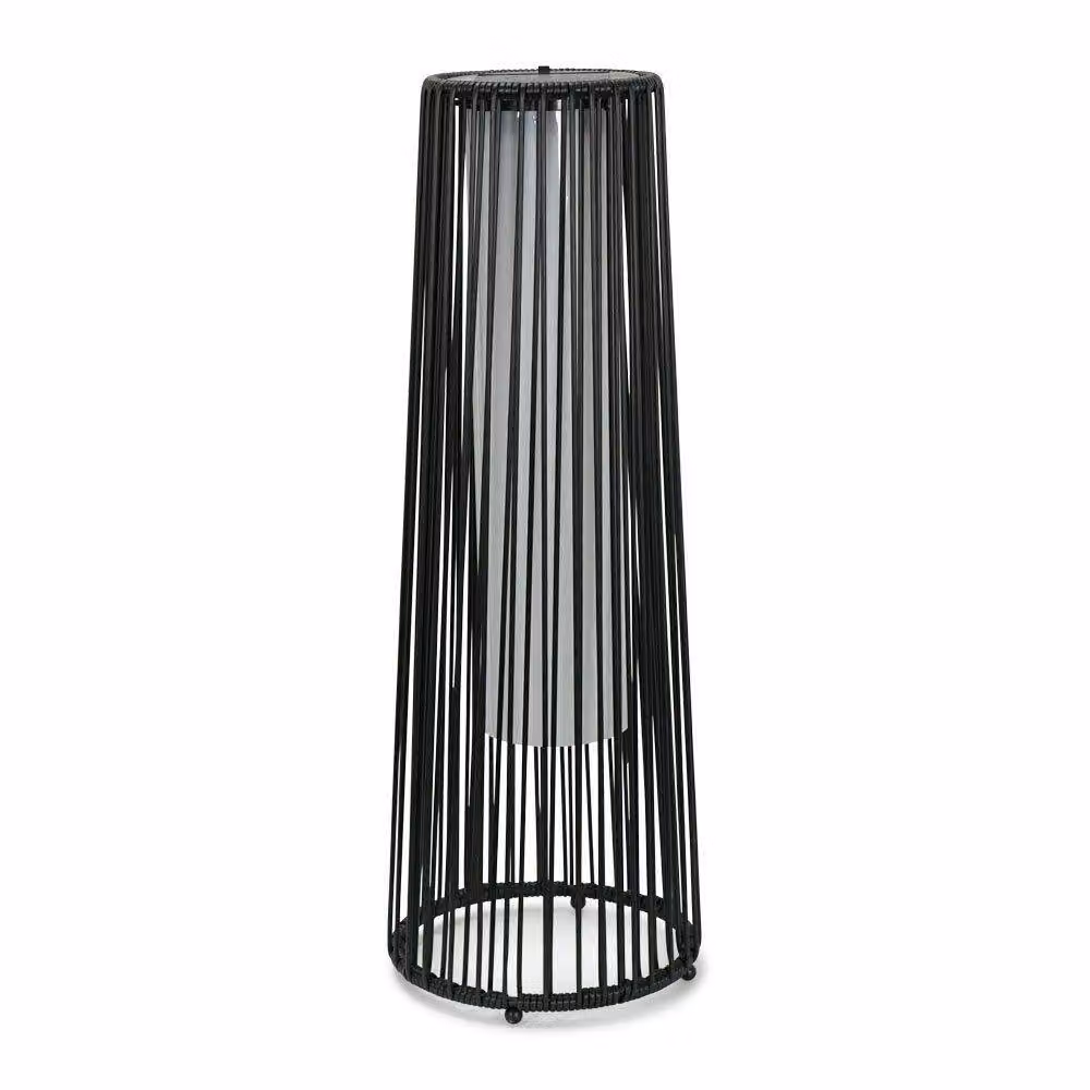 ValueLights Black Rattan Solar Powered Outdoor Floor Lamp with Warm White LED Light – 3