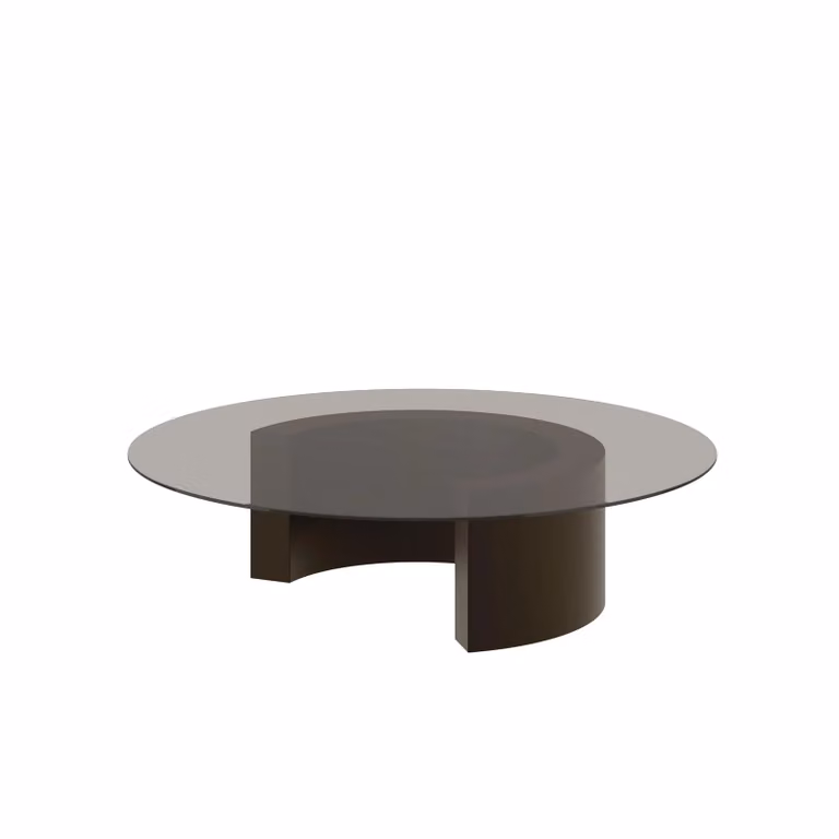 Dome Deco GUNA Art Deco Round Glass Coffee Table in Grey
