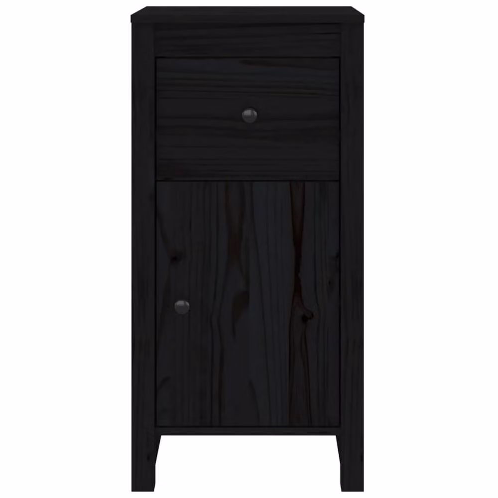Berkfield Home Set of 2 Black Solid Pine Wood Sideboards, W/D/H: 40 x 35 x 80 cm – 4