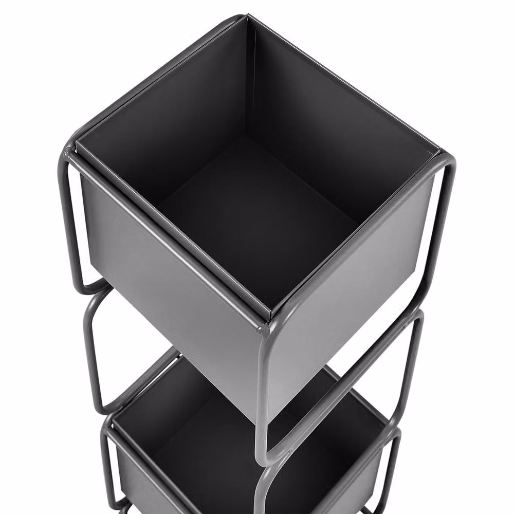 Wyld and Coco Two-Tier Modern Metal Plant Stand, Black, Height: 75 cm – 3