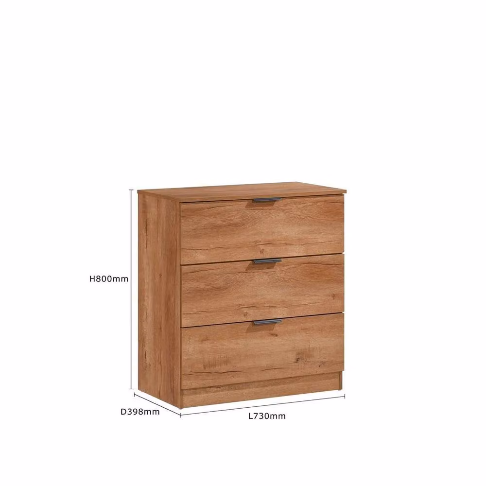 FORGEVIO Chestnut Oak 3 Drawer Bedroom Storage Chest in Brown – 2