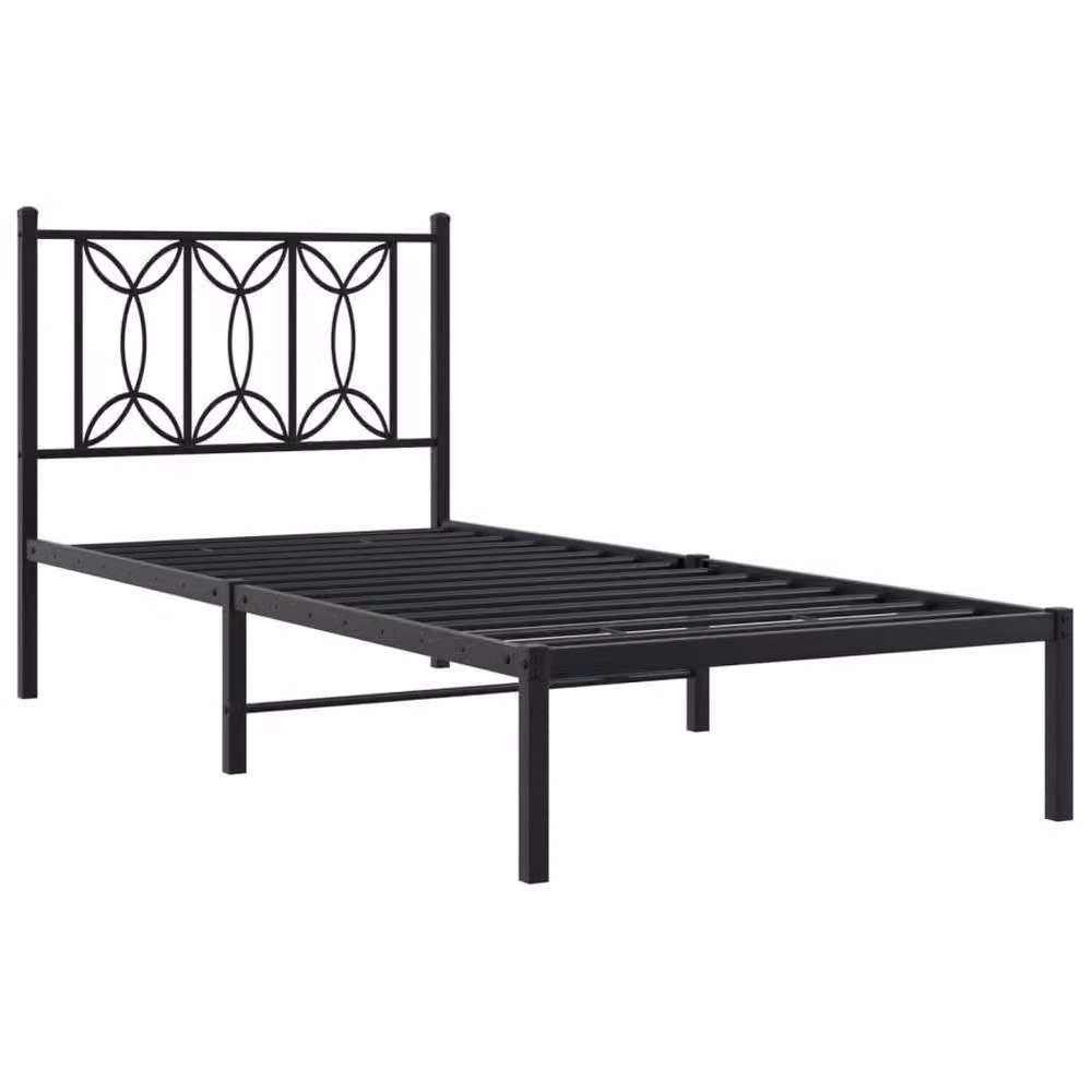 Berkfield Home Metal Bed Frame with Headboard, Black, W/D/H: 90 x 200 cm – 2