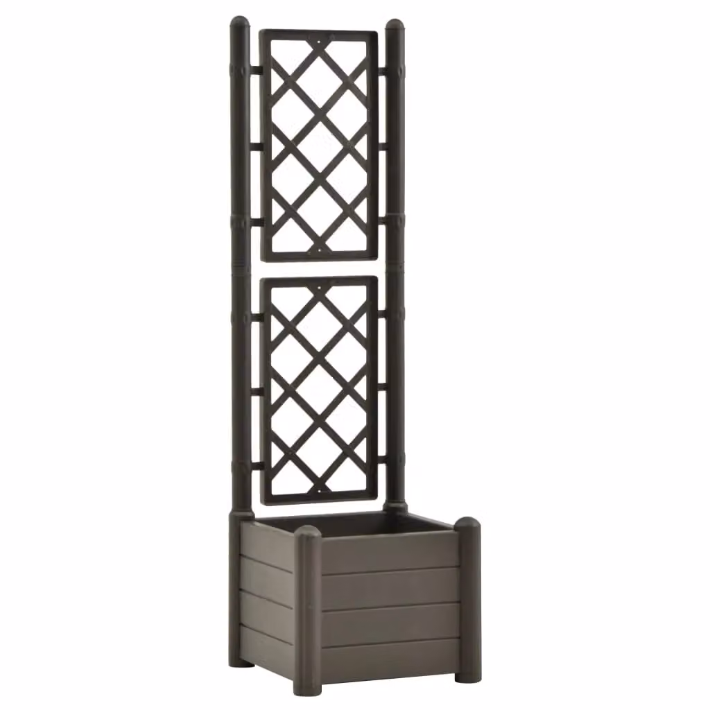 Berkfield Home Garden Planter with Trellis in Anthracite Black, W/D/H: 43 x 43 x 142 cm – 2