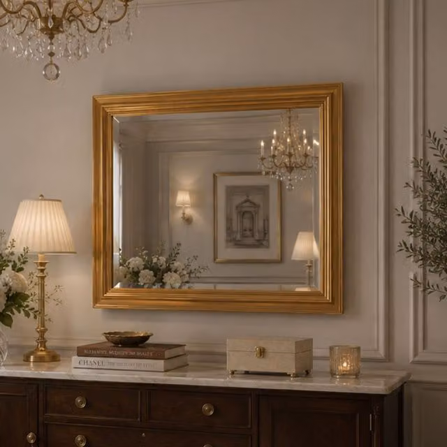 Yearn Classic Gold Rectangular Hanging Wall Mirror