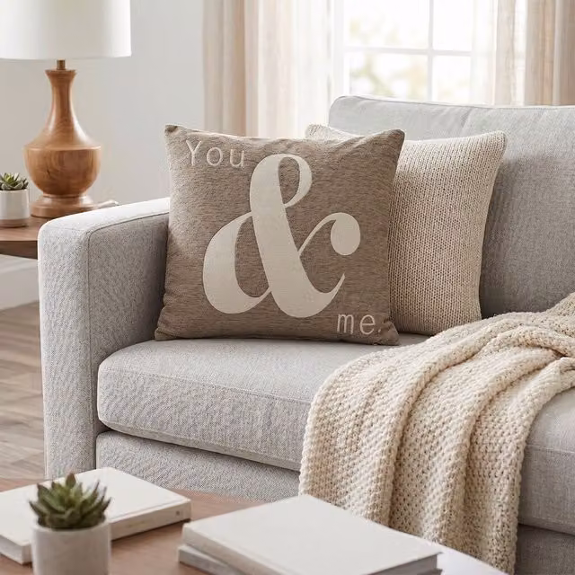 Orsina You & Me Words Cushion in Beige, W/D/H: 45 x 45 x 45 cm – 3