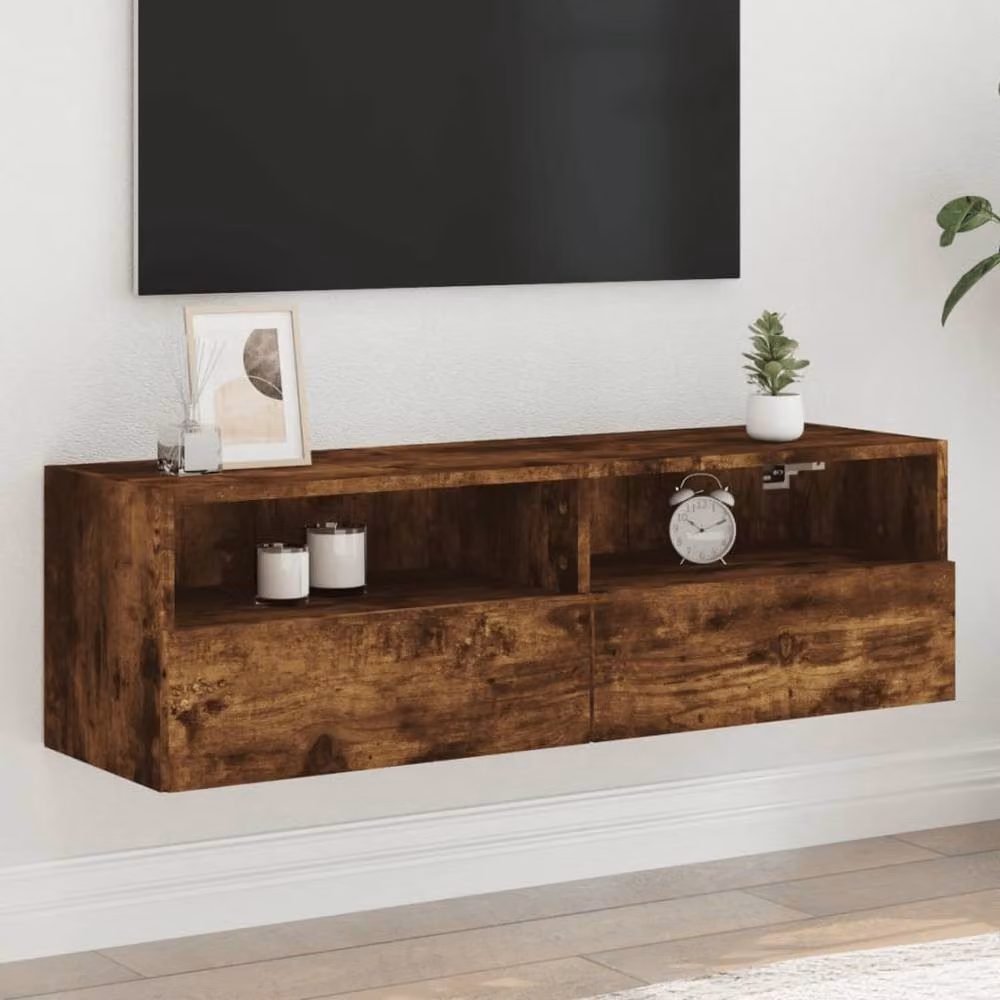 Berkfield Home TV Wall Cabinet in Smoked Oak Brown, W/D/H: 100 x 30 x 30 cm – 2