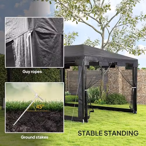 Outsunny Grey Hip Roof Garden Gazebo with Steel Frame, W: 295 cm, D: 255 cm, H: 295 cm – 5