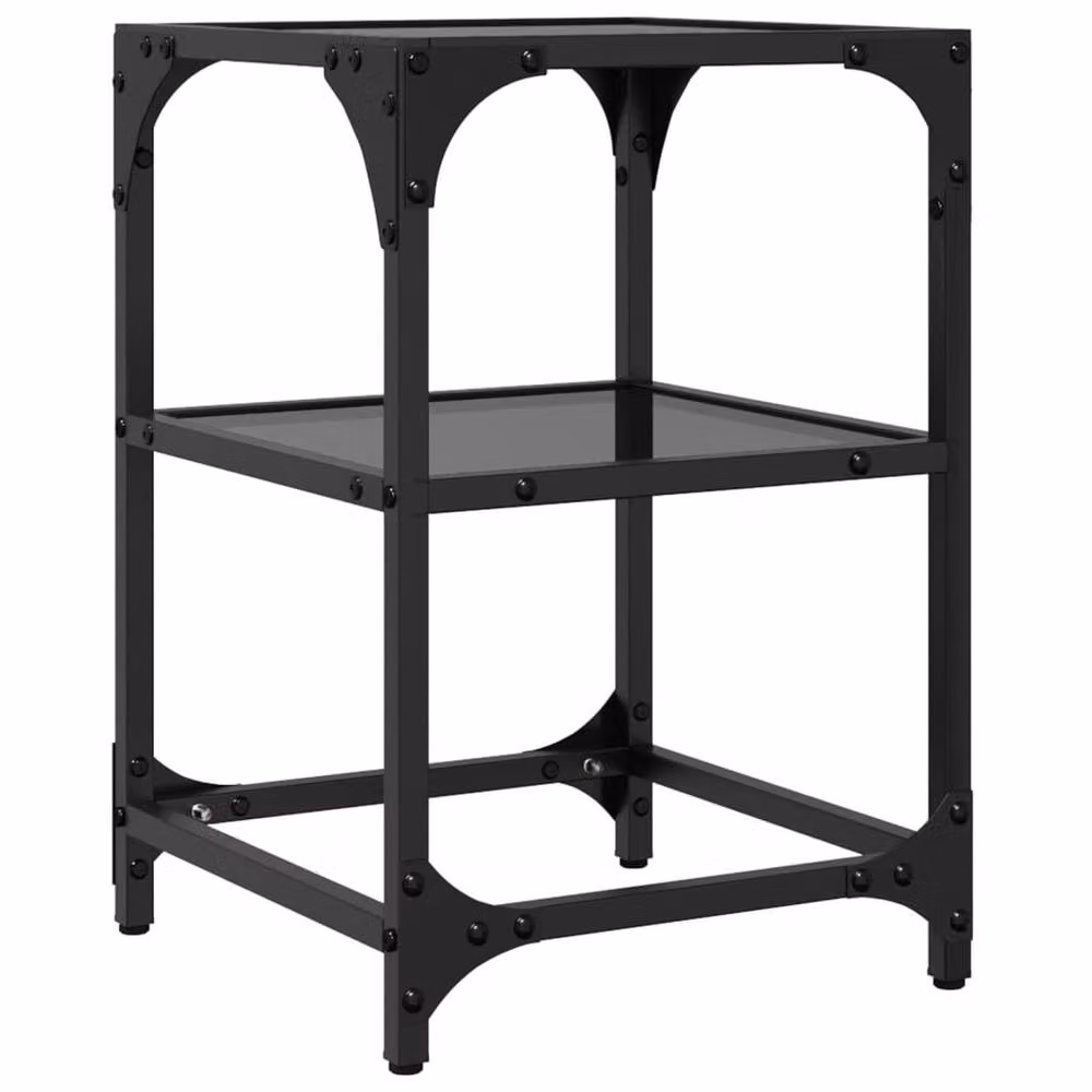 Berkfield Home Set of 2 Black Glass Top Coffee Tables with Steel Frame, W/D/H: 30 x 30 x 45 cm – 5