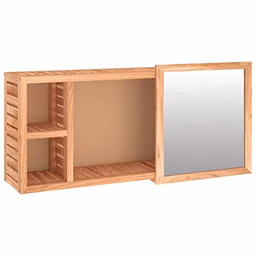 vidaXL Modern Walnut Mirror Cabinet with Sliding Glass Doors, Brown, W/D/H: 80 x 17 x 34 cm