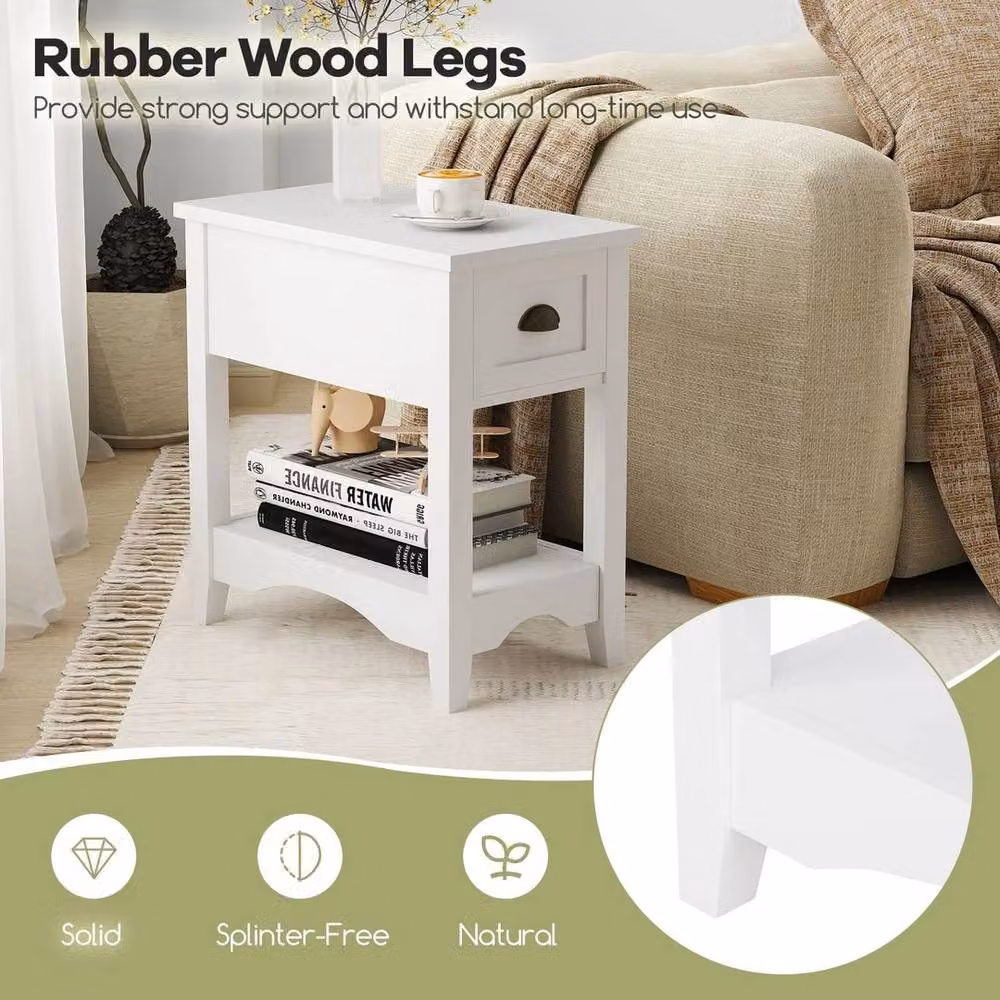 Kelvenix Compact White Bedside Table for Bedroom and Living Room – 4
