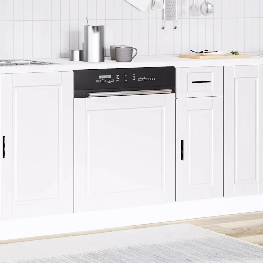 Berkfield Home Dishwasher Panel Porto White Engineered Wood H 67 x W 60 x D 1.5 cm – 2