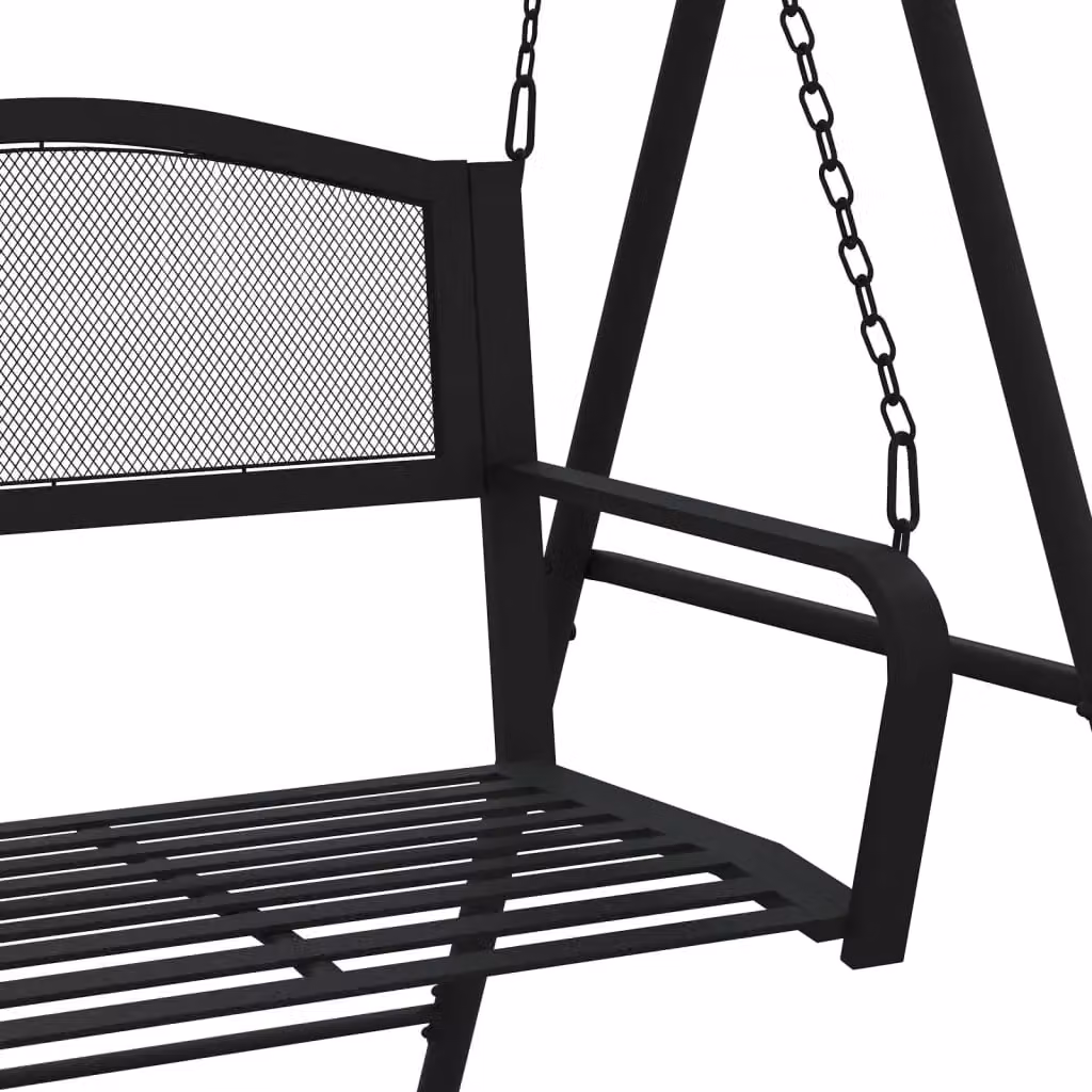 Berkfield Home Classic Swing Bench in Black Powder Coated Steel with Textilene Seating – 3