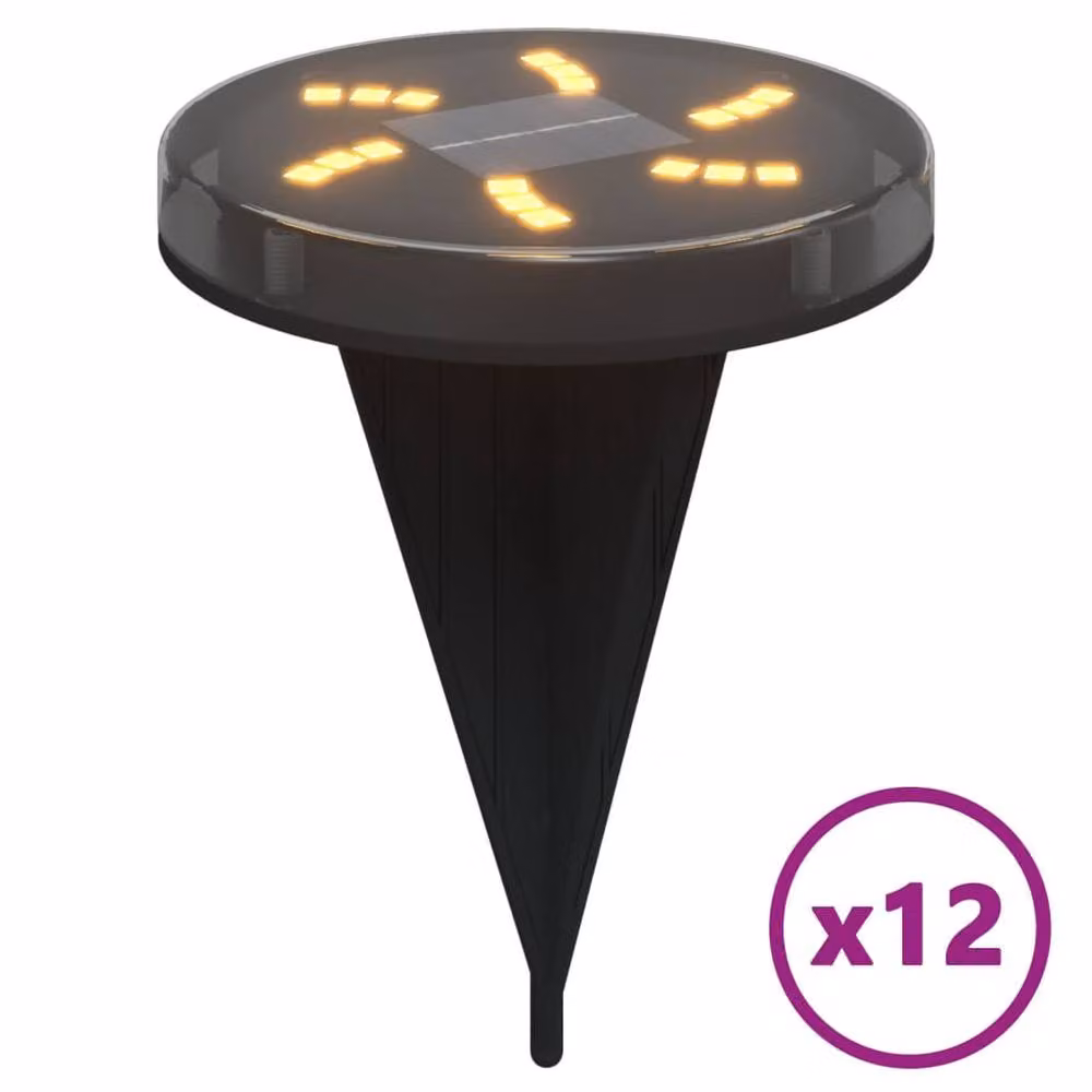 Berkfield Home Solar Ground Lights with Ground Spikes, 12 Pack, Warm White, Black – 2