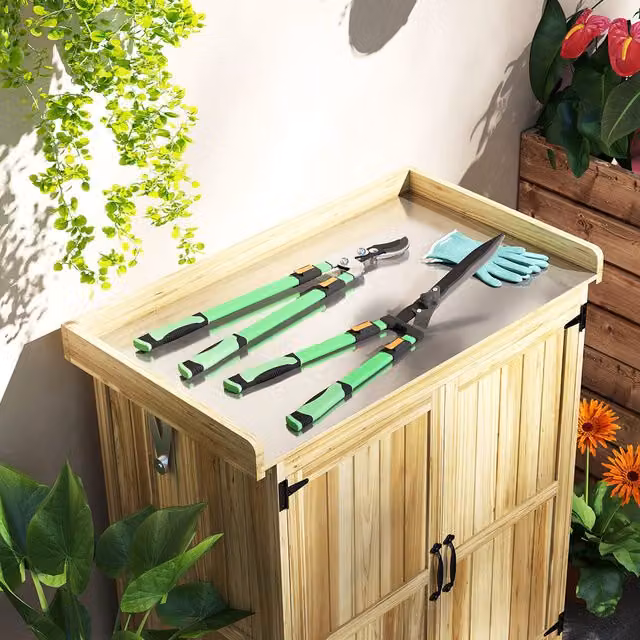 Outsunny 2 Piece Green Manual Bypass Hedge Shears and Pruner Loppers Set