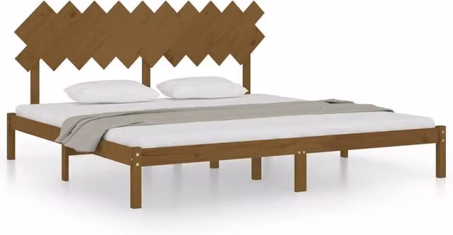 Berkfield Home Solid Wood Pine Bed Frame, Brown, W/D/H: 200 x 200 x 31 cm