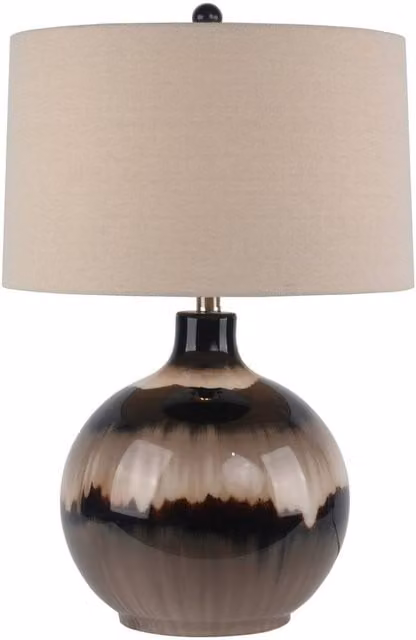 Hill Interiors Sepia Shadows Shade Linen Table Lamp in Brown, H 66 cm x W 43 cm – 1