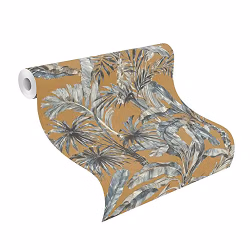 Rasch Florentine III Botanical Non Woven Wallpaper in Brown and Blue, W/H: 0.53 m x 10.05 m – 2