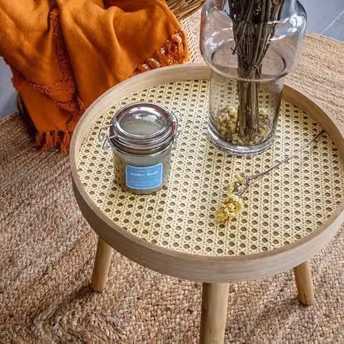 SPOT ON DEALZ Modern Round Wooden Side Table with Pine Legs and MDF Tray in Brown, W/D/H: 38.0 x 38.0 x 47.5 cm – 5