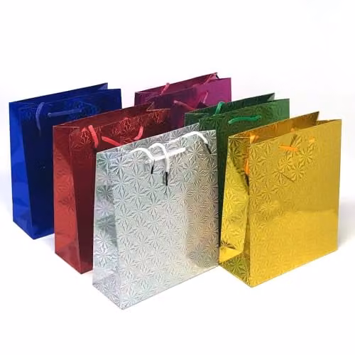 Shatchi Multicolour Holographic Paper Gift Bags, Medium Size, 100 Pieces – 4