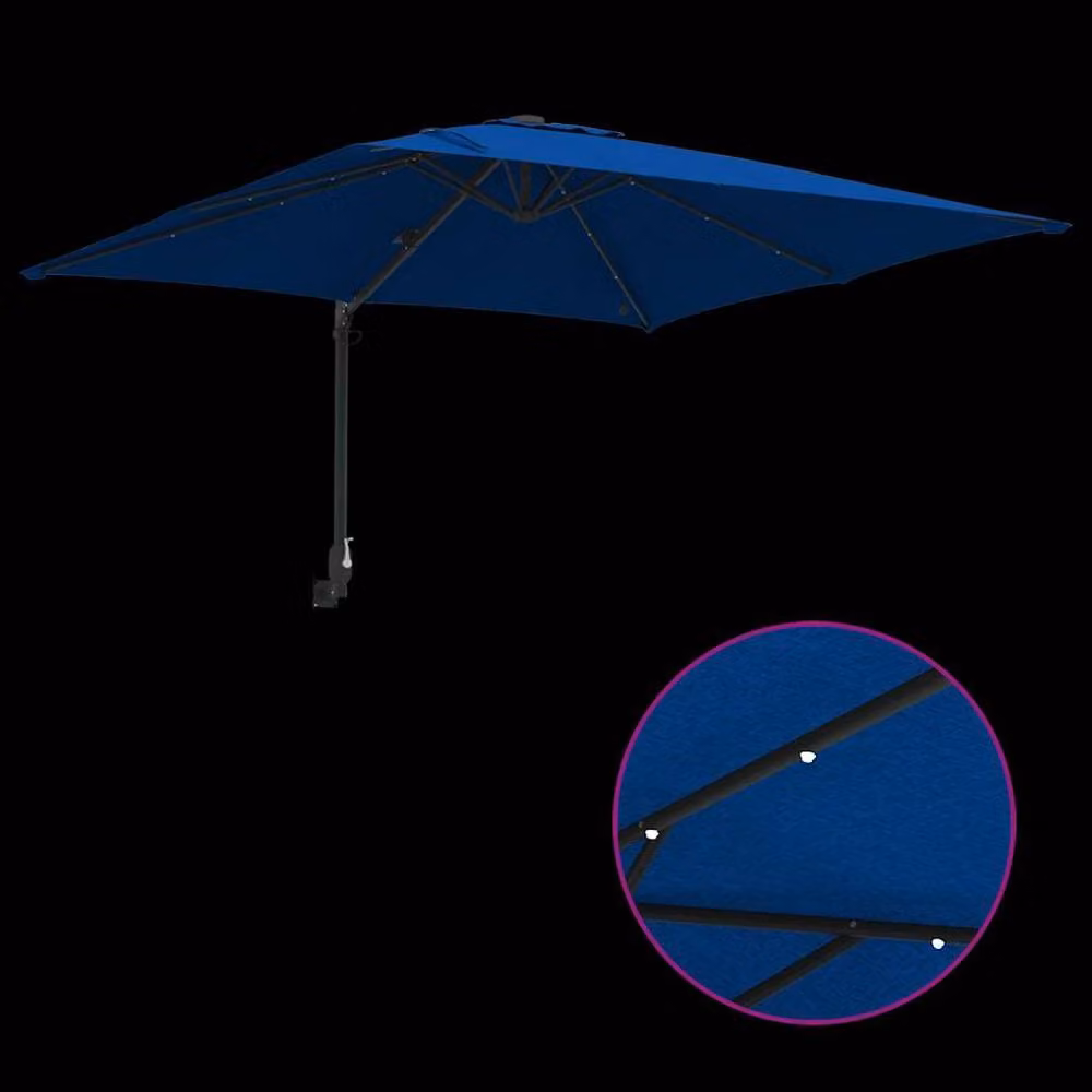 Berkfield Home Garden Parasol in Blue with Polyester Fabric and Steel Frame, W/D/H: 2.5 x 2.5 x 2.5 m – 5