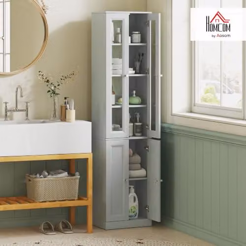 HOMCOM 6-Tier Tall Bathroom Storage Cabinet in Blue, W/D/H: 38 x 26 x 160 cm – 2