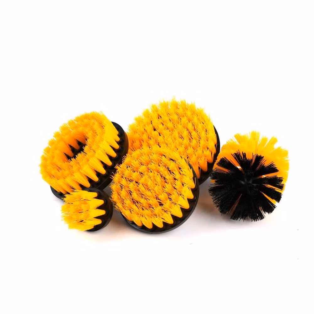 VOGREX 5-Piece Yellow Cleaning Brush Heads for Tile, Car and Carpet – 2
