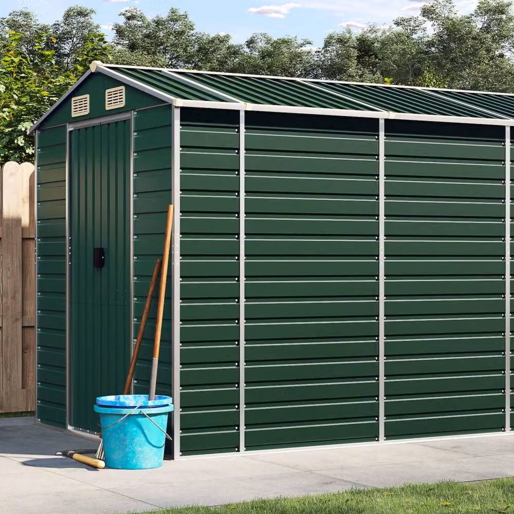 Berkfield Home Green Galvanised Steel Gable Garden Shed W/D/H: 191 x 555 x 198 cm – 2