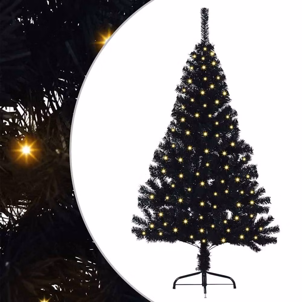 Berkfield Home Beautiful Pre-lit Artificial Christmas Tree in Black, Height: 150 cm – 3
