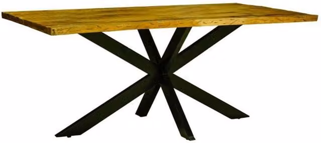 Jaipur Furniture Ltd Kerela Live Edge Dining Table in Brown Mango Wood and Black Iron, W: 180 cm, D: 90 cm, H: 76 cm