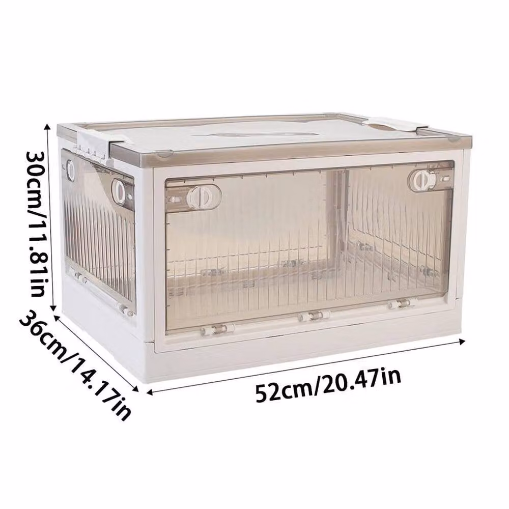 KORVIXA Folding Stackable Storage Box with Lid, White and Transparent – 1