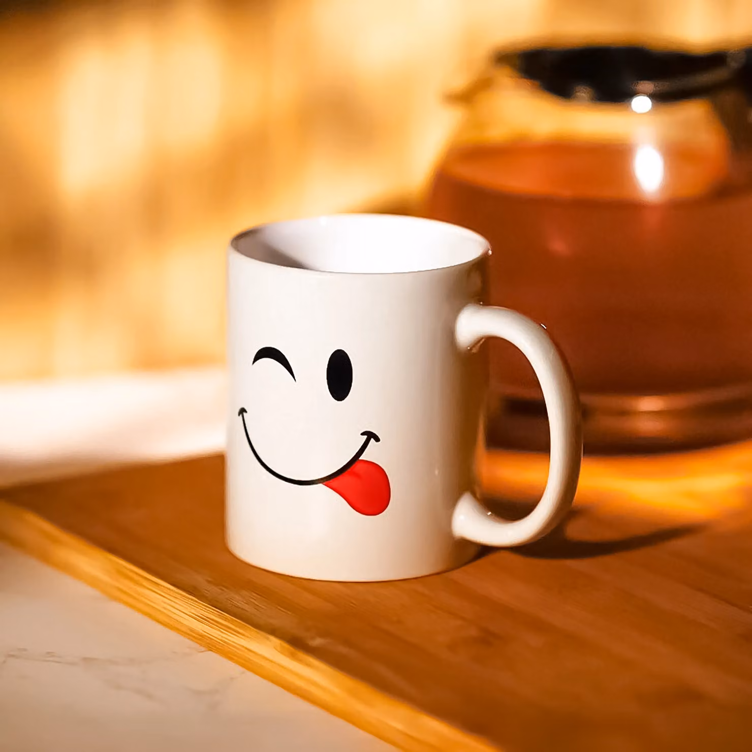 Marco Paul 6pc White Ceramic Mug Set with Funny Faces – 4