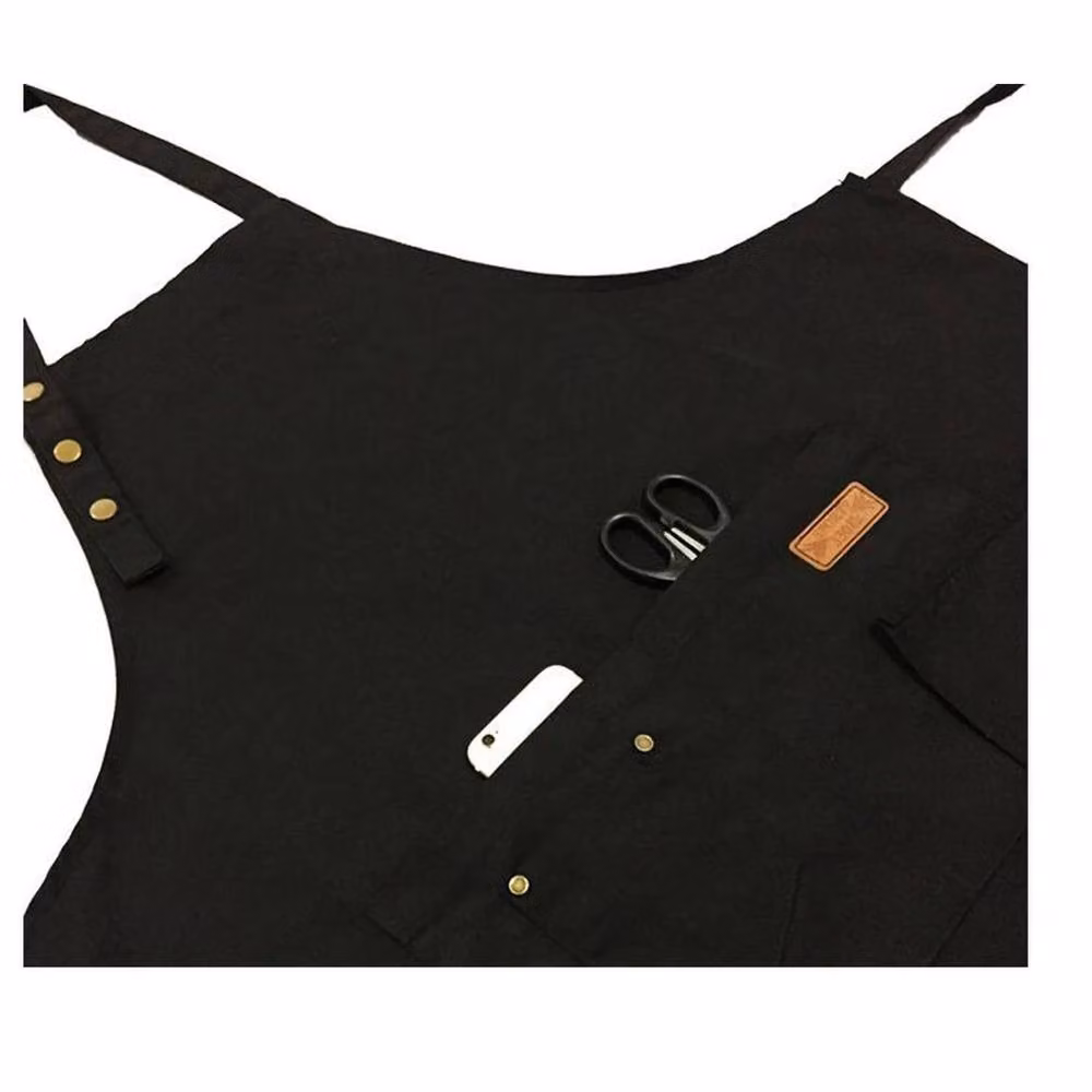 NESTLUNE Black Denim Canvas BBQ Cooking Apron with Pockets, W: 100 cm, H: 60 cm – 4