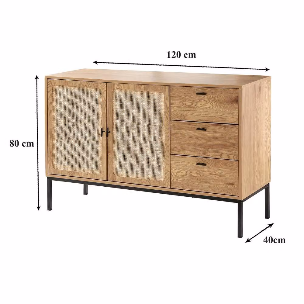 CALICOSY Jaya Rattan 2-Door and 3-Drawer Sideboard in Light Brown – 3