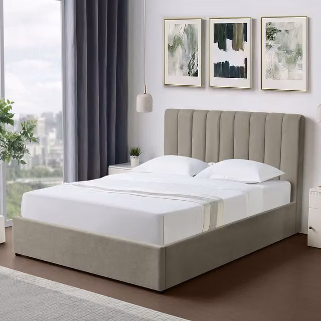 Artemis Home Modern Upholstered Ottoman Bed Frame with Lift Up Storage, Brown, W: 135 cm, D: 190 cm