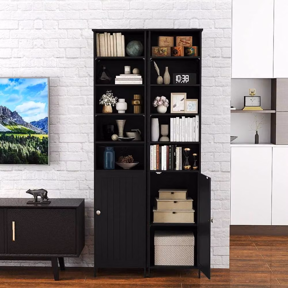 FORGEVIO Slim Freestanding Tall Bathroom Storage Cabinet in Black – 4