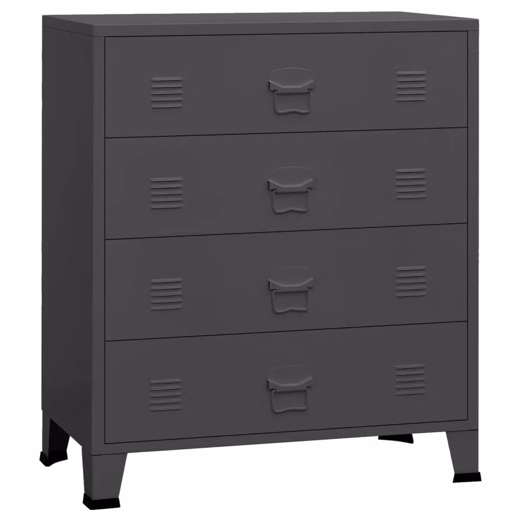 Berkfield Home Industrial Metal Drawer Cabinet in Anthracite and Black, W/D/H: 78 x 40 x 93 cm – 2