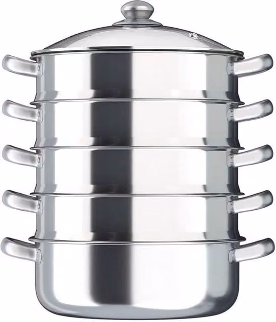 FLAVORA 5 Tier Stainless Steel Steamer Pot in Silver, Diameter: 30 cm, Height: 15 cm – 1