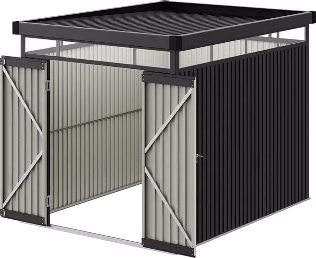 Breeins Metal Garden Storage Shed with Windows, Black, 200cm