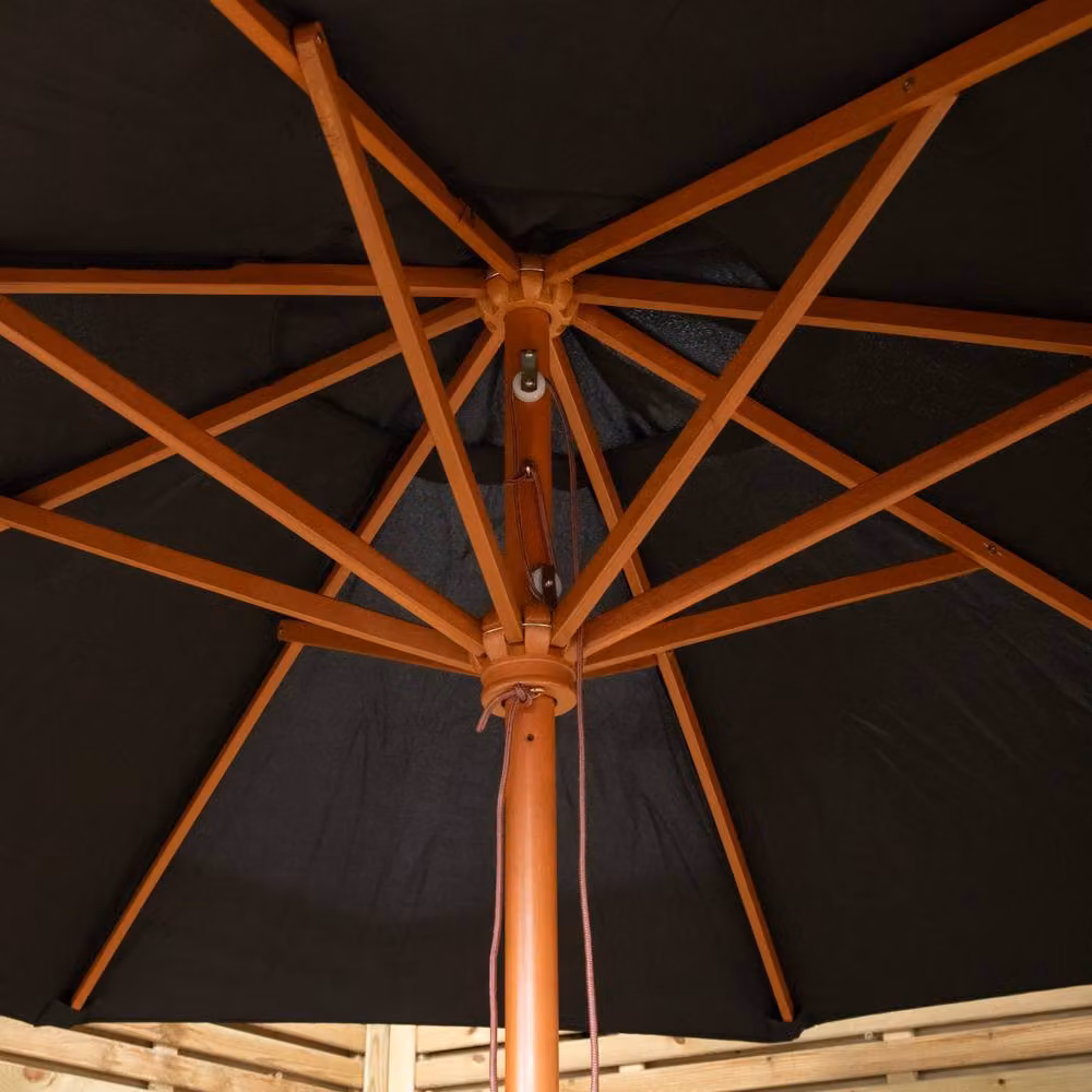 Samuel Alexander Black Wooden Garden Parasol Sun Shade with Polyester Canopy – 3
