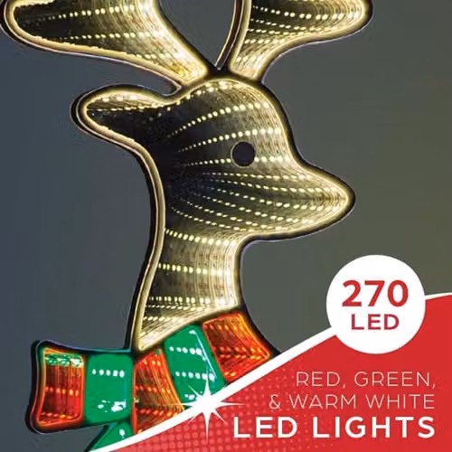 The Christmas Workshop Reindeer Infinity Double-Sided Multi-Coloured Christmas Light, Height: 60 cm – 6